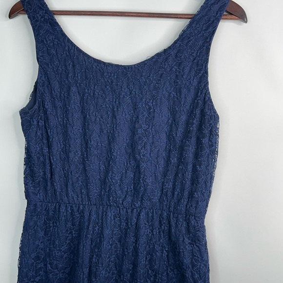 Navy Blue‎ Juniors Love Reign Lined Hi-low sleeveless Lace Dress size L - Picture 2 of 9
